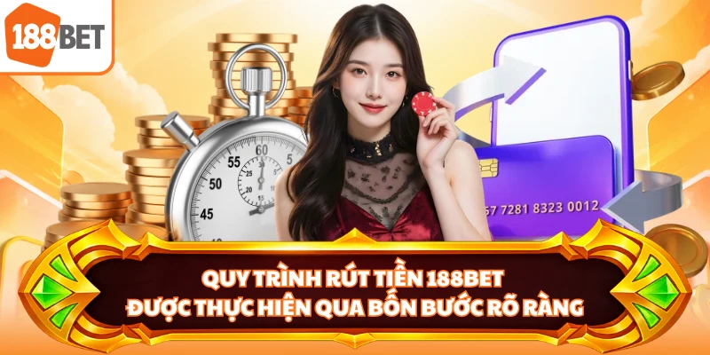 Quy trình rút tiền 188BET được thực hiện qua bốn bước rõ ràng